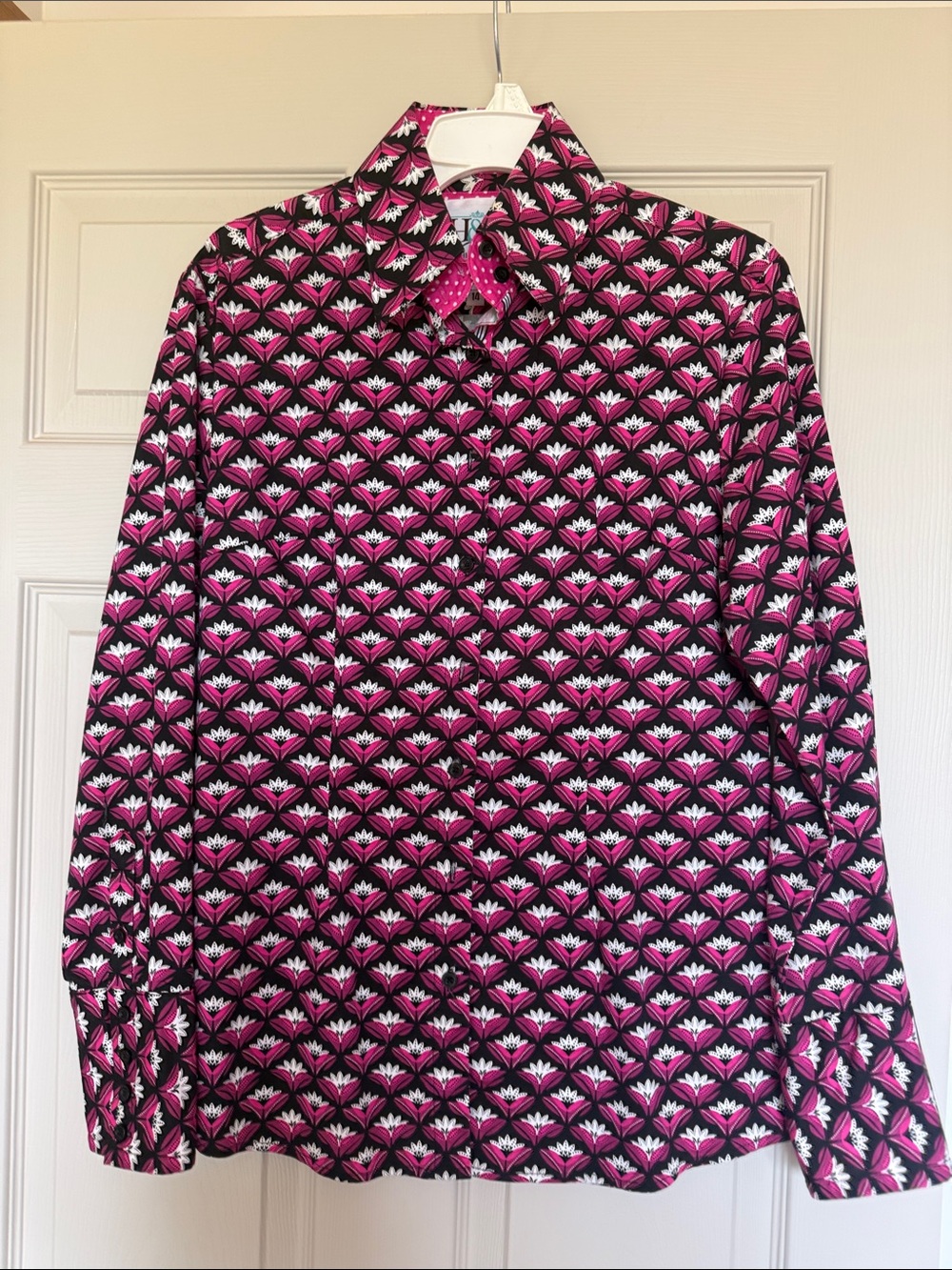 Women’s Pink Patterned Button-Down Shirt